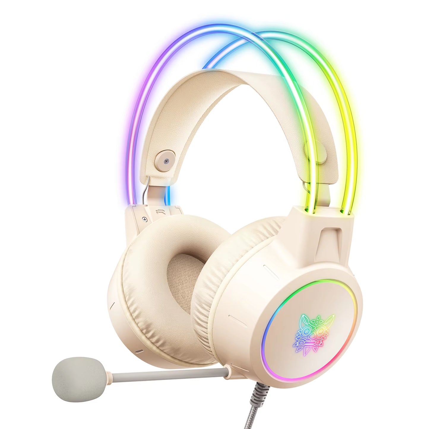 X15 Pro Wired Gaming Headset with RGB Head Beam, Flexible Microphone, and Button Control for PC Gamers