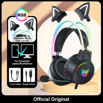 X15 Pro Wired Gaming Headset with RGB Head Beam, Flexible Microphone, and Button Control for PC Gamers