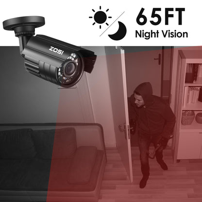 1080P HD TVI Security Camera - 4-in-1 Wired Outdoor Bullet Camera for Home and Office CCTV Systems with Night Vision